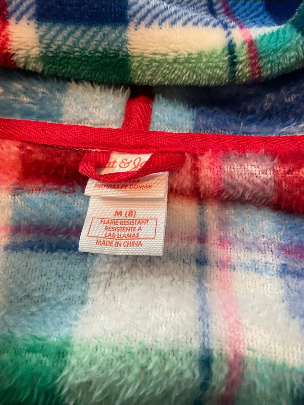 Kids Hooded Plaid Fleece Bathrobe Size M (8) Cat & Jack